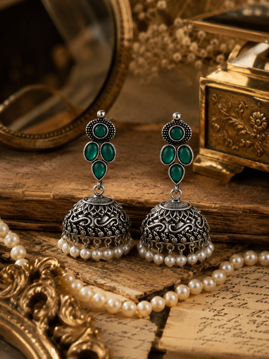 Emerald Rani Jhumkas
