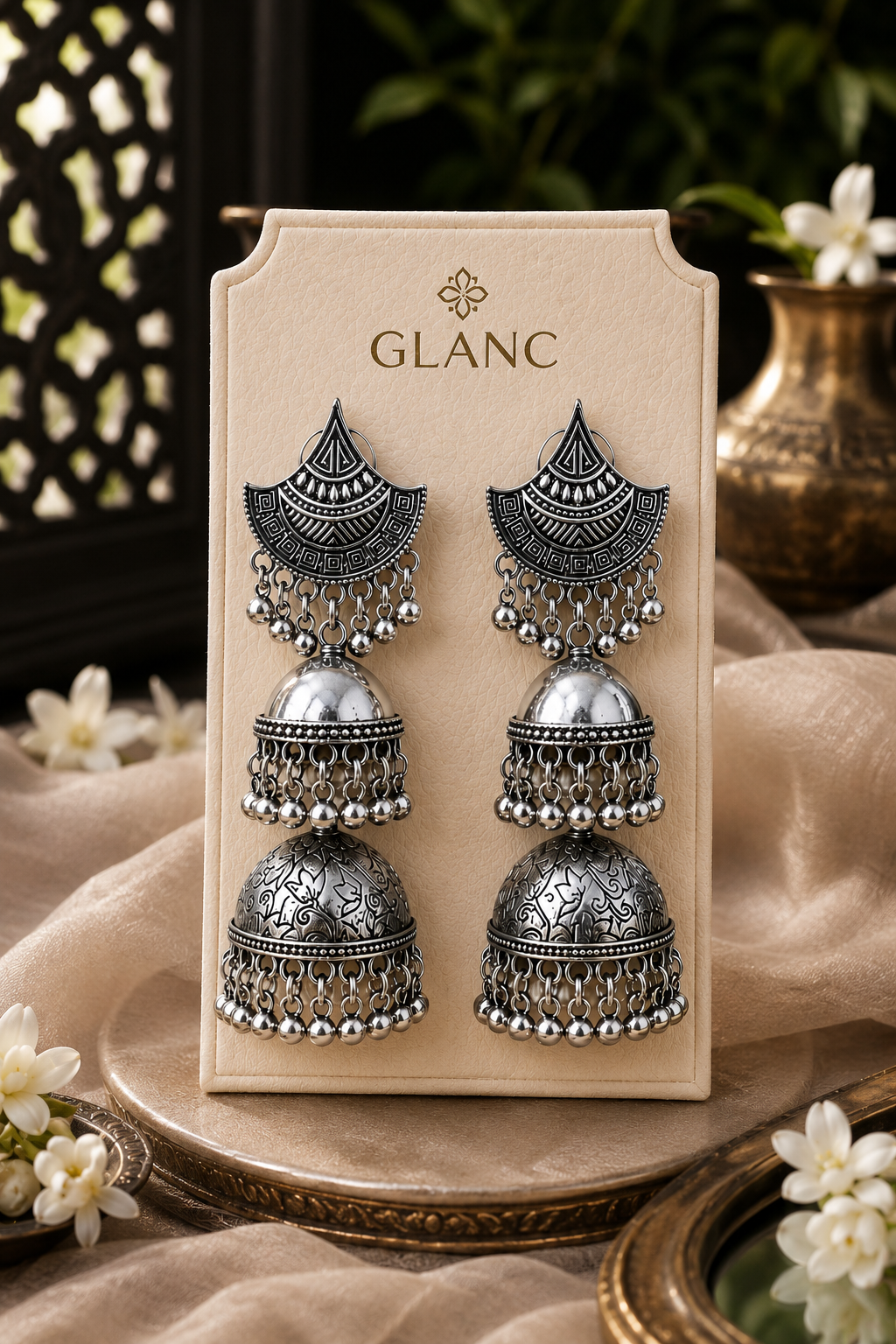 Zari Texture Jhumkas