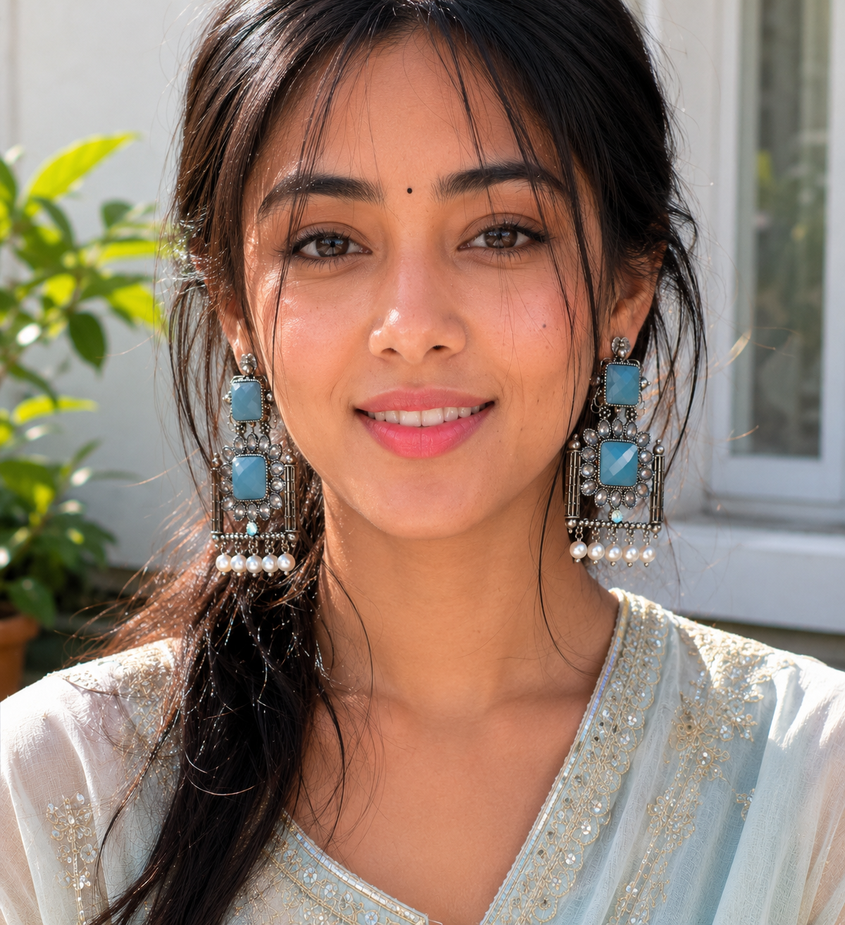 Aasmani Pearl Danglers
