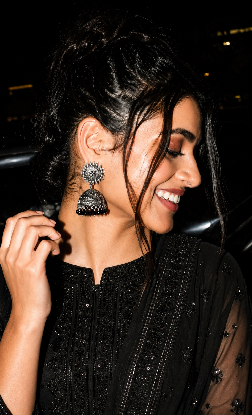 Black Pearl Jhumkas