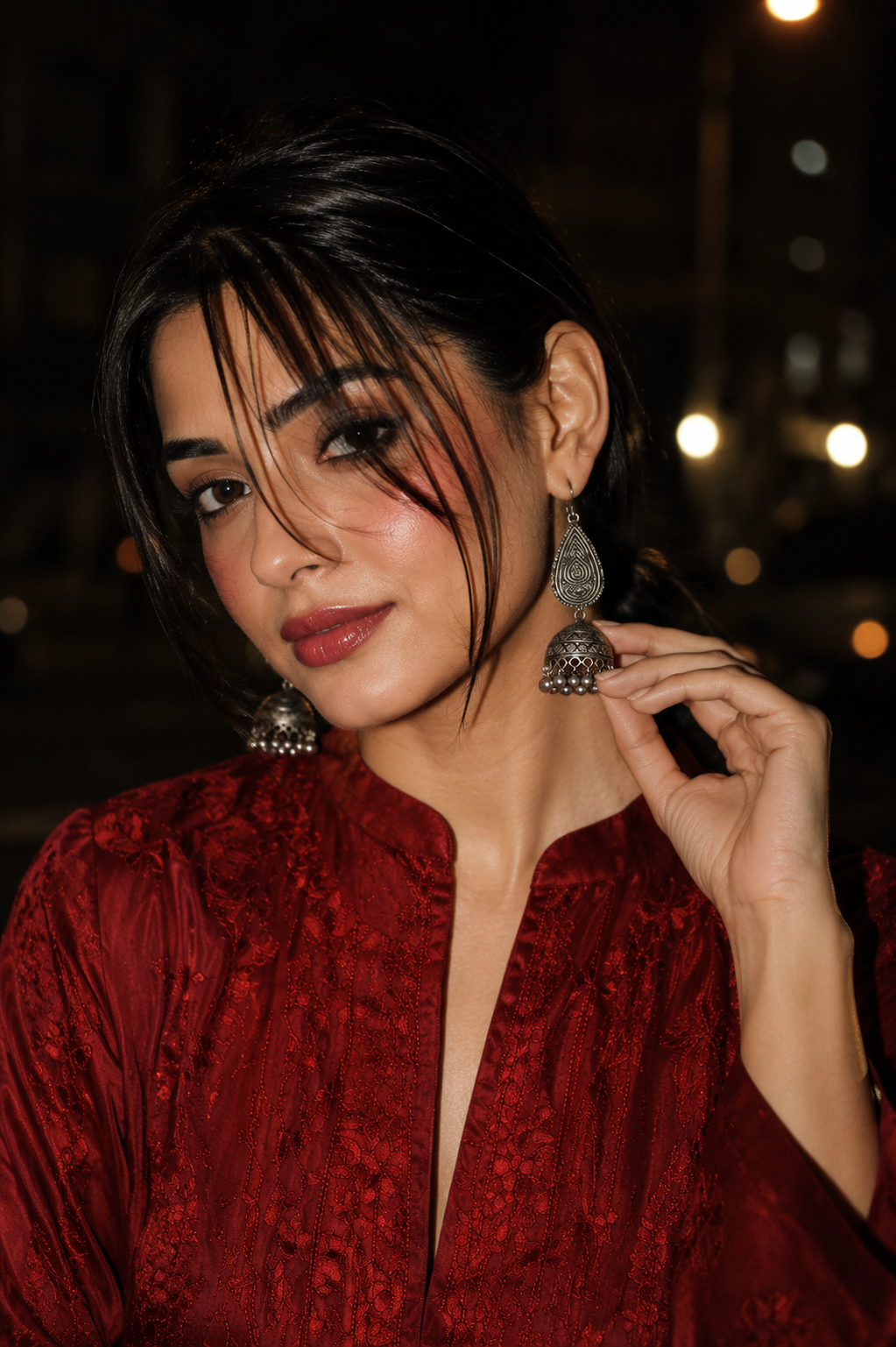 Silver Moonstone Jhumkas