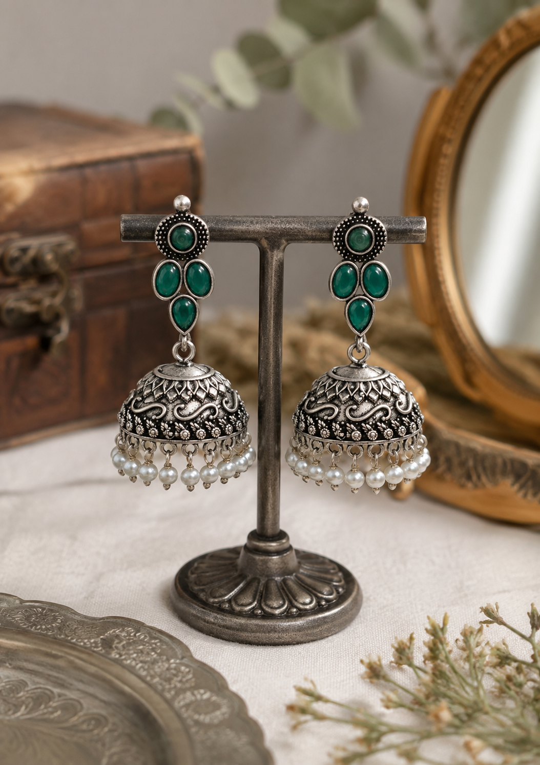 Emerald Rani Jhumkas