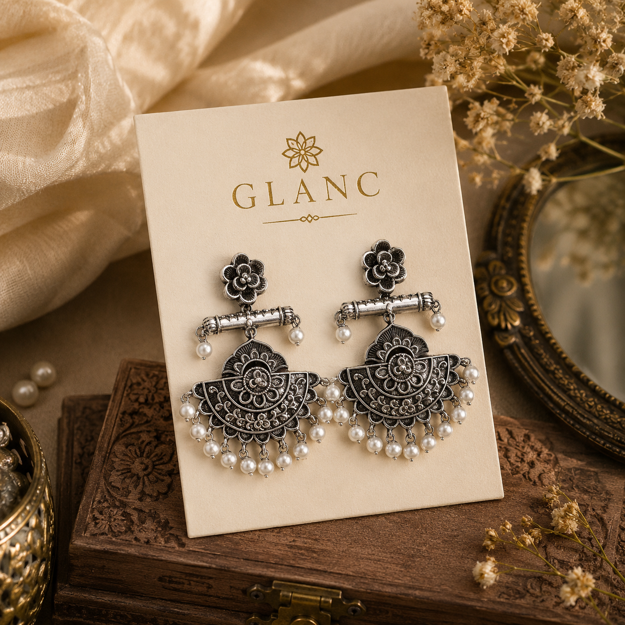 Gulrooh Pearl Chandbalis
