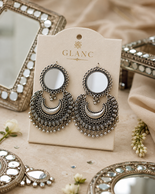 Silver Mirror Chandbalis
