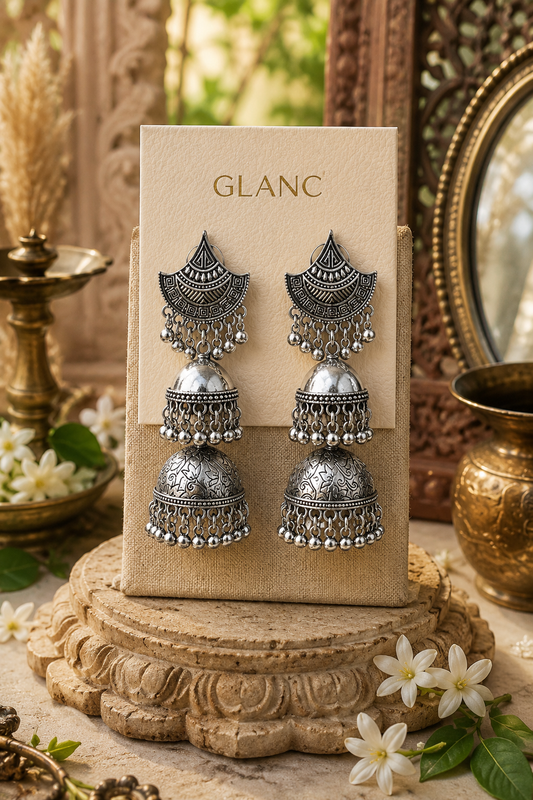 Zari Texture Jhumkas