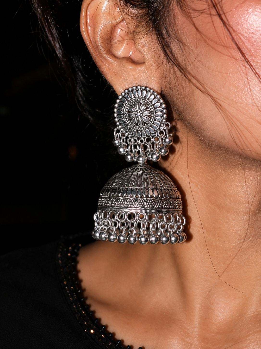 Silver Zarmina Jhumkas