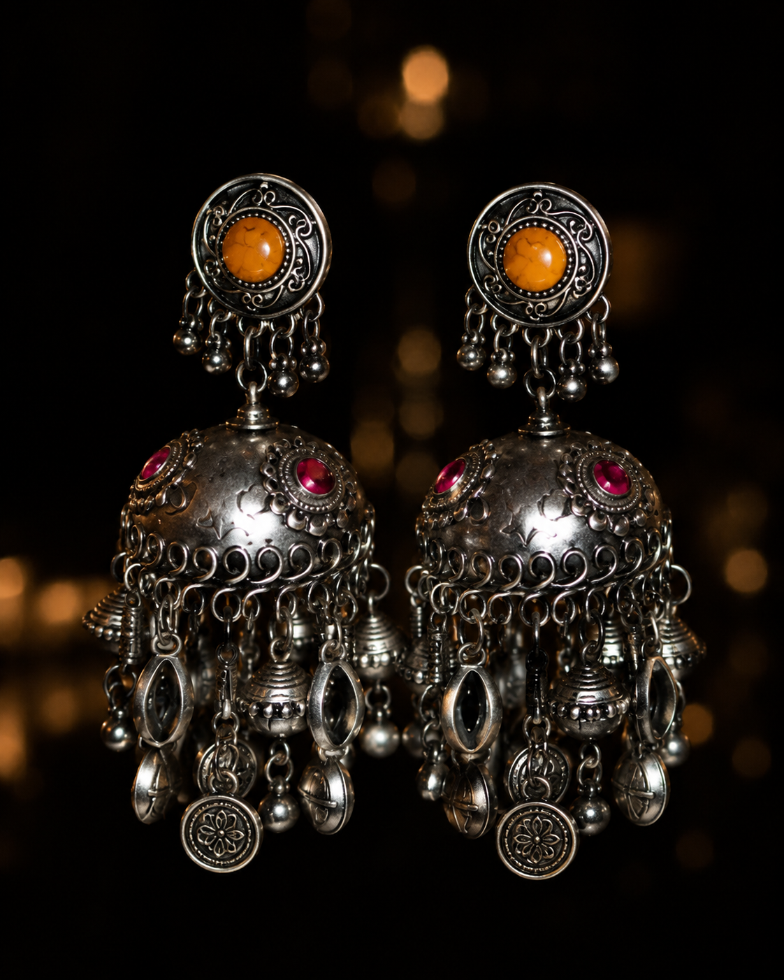 Mughal Amber Danglers