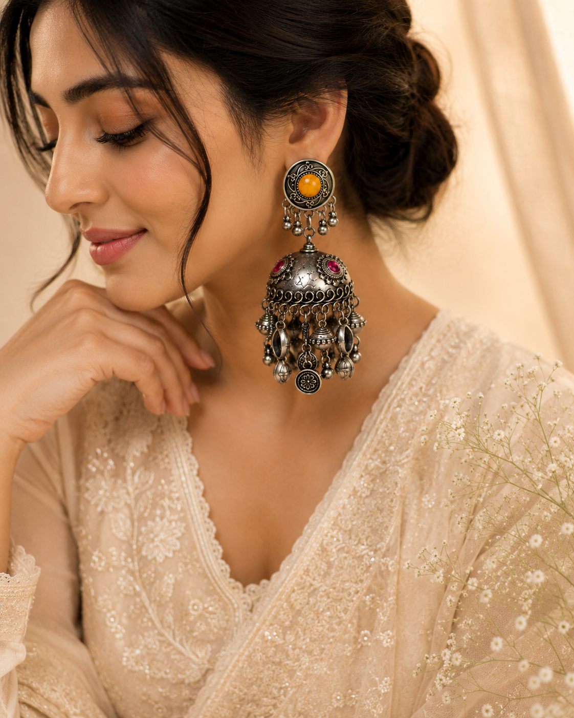 Mughal Amber Danglers