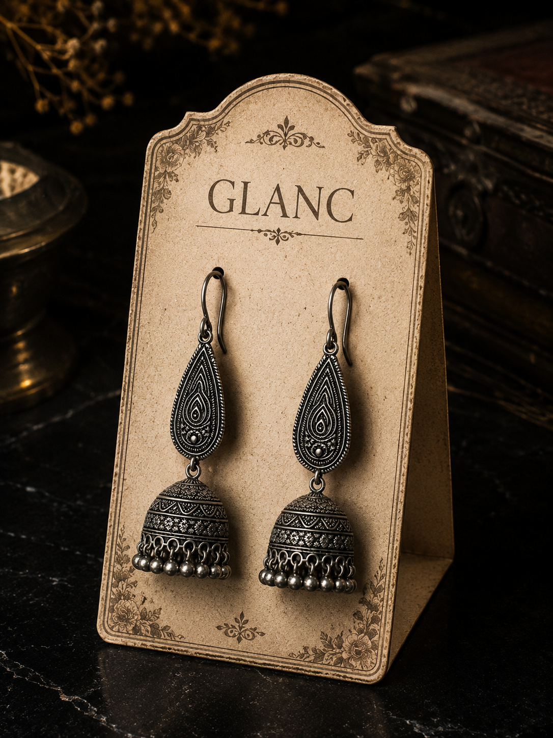 Silver Moonstone Jhumkas